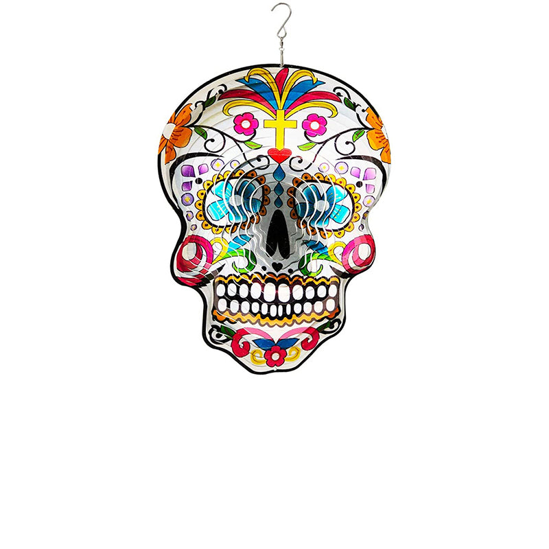 Fonmy Mandala Silver Sugar Skull Wind Spinners