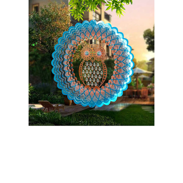 FONMY Owl Metal Sun Catcher Wind Spinner