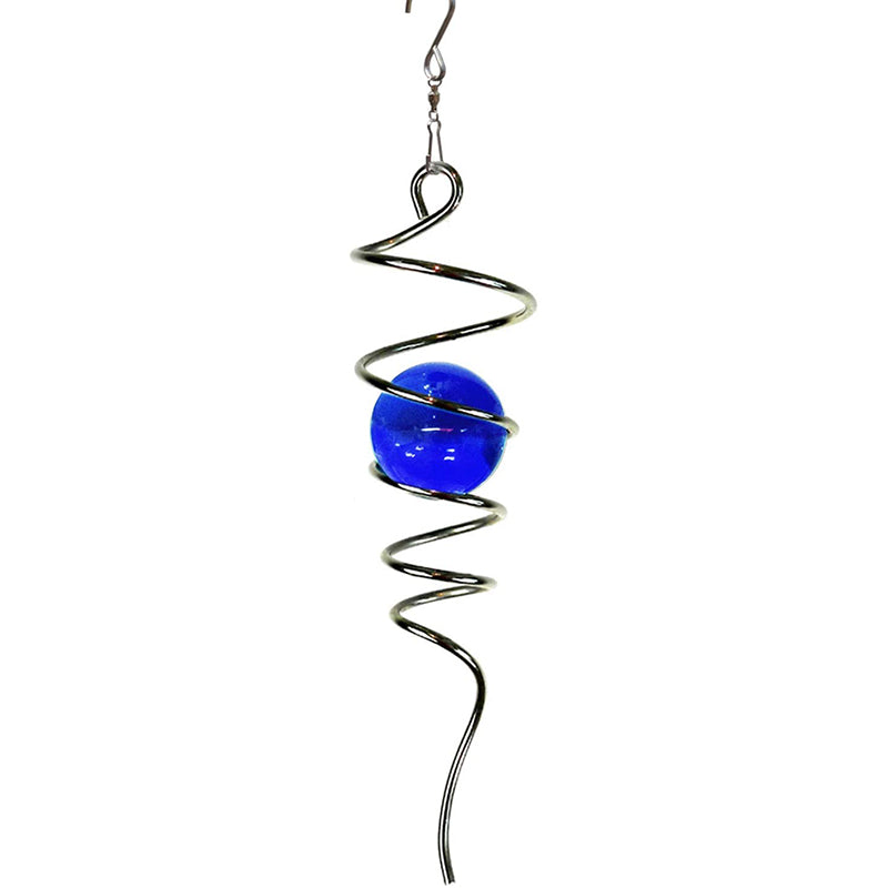 FONMY Blue Glass Ball Spiral Tail Wind Spinner
