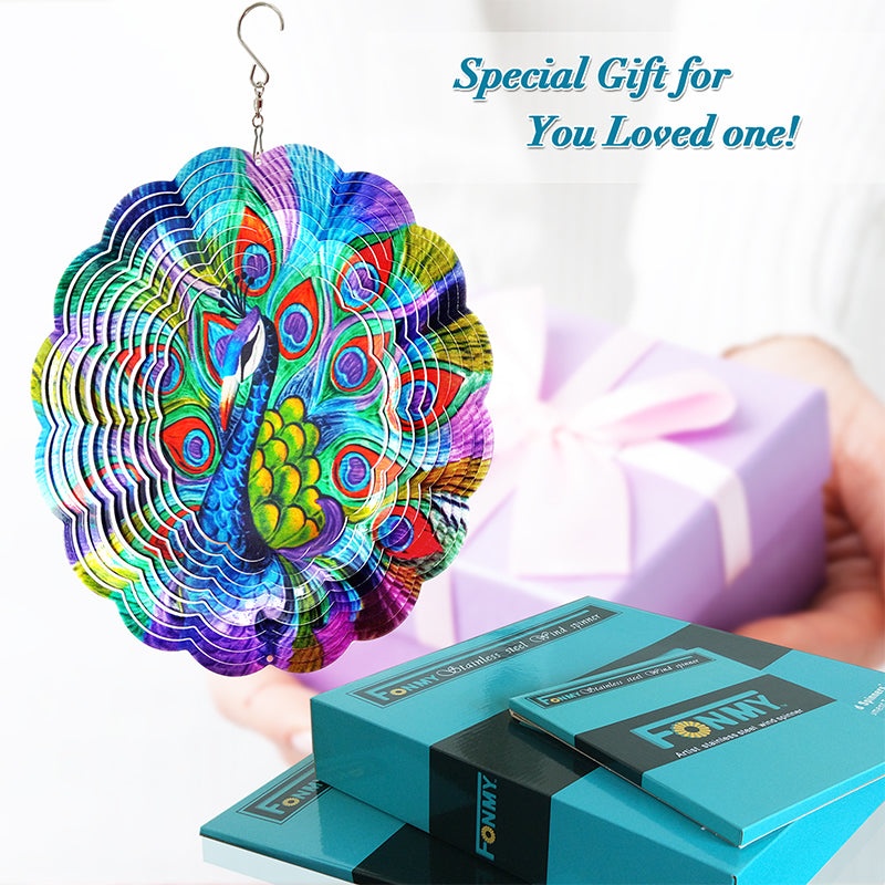 FONMY Wind Spinner Peacock-12inch Stainless Steel