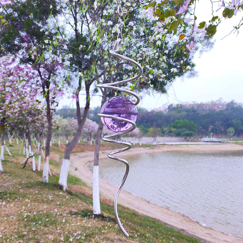 FONMY Purple Gazing Ball Decorative Wind Spinner