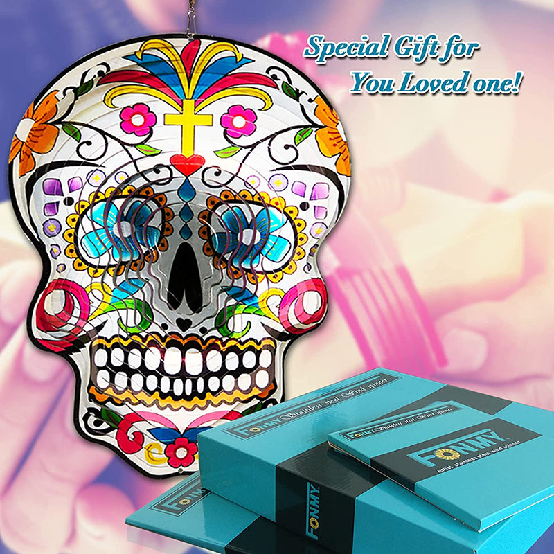 Fonmy Mandala Silver Sugar Skull Wind Spinners