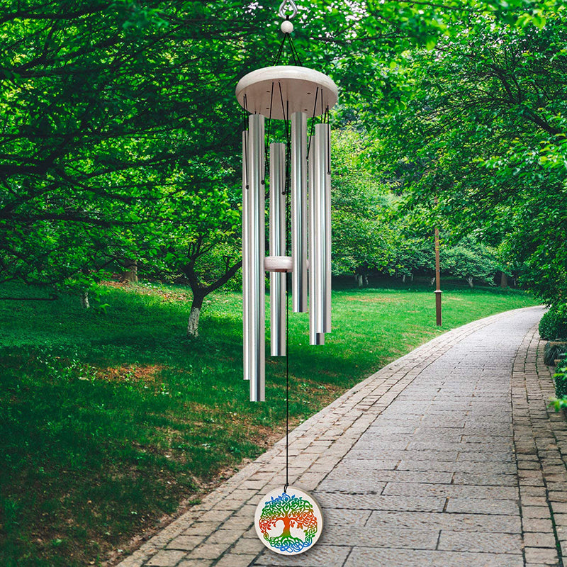 FONMY Wind Chimes with Colorful Tree of Life-Silver