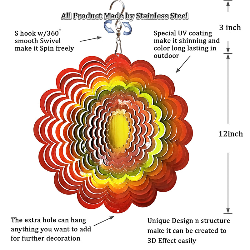 FONMY Wind Spinner Rainbow Color Sunflower